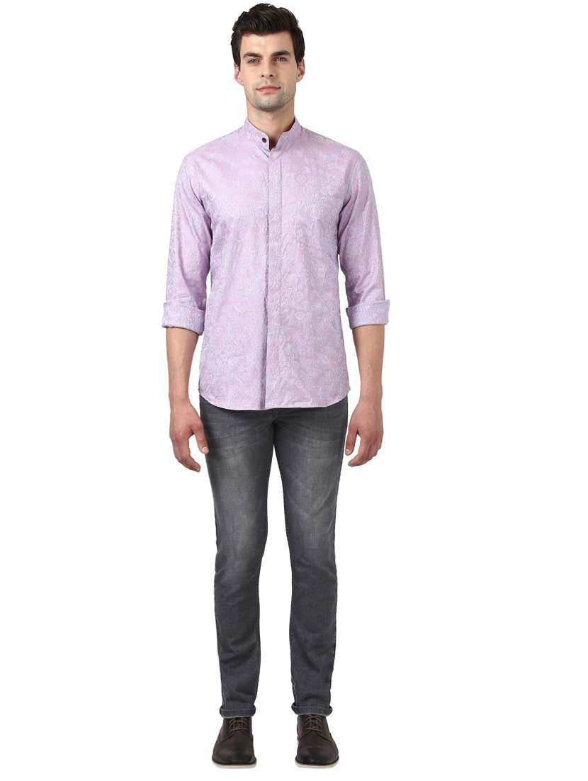purple self design casual shirt - 17669879 -  Standard Image - 3