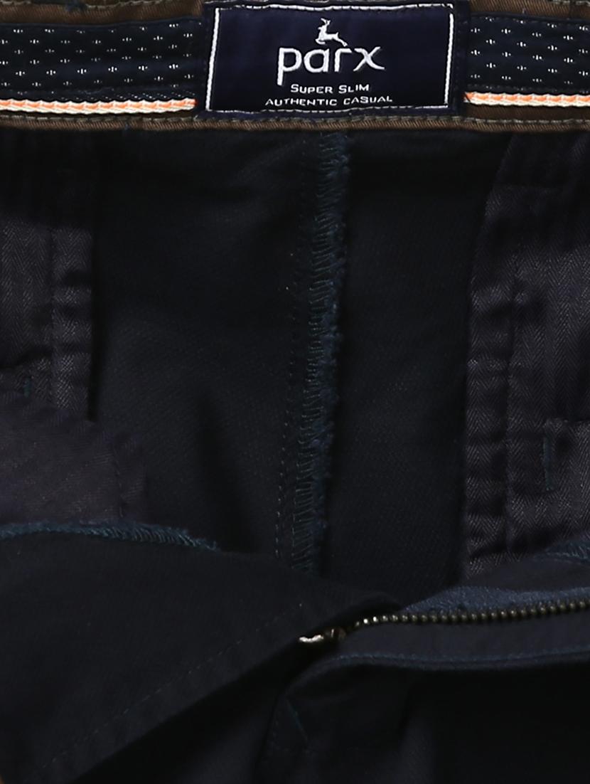 navy blue solid flat front casual trouser - 17669977 - Standard Image - 3