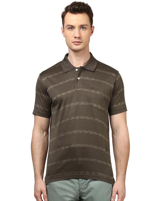 olive green striped polo t-shirt - 17670174 - Standard Image - 0