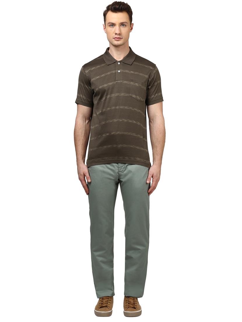 olive green striped polo t-shirt - 17670174 - Standard Image - 3