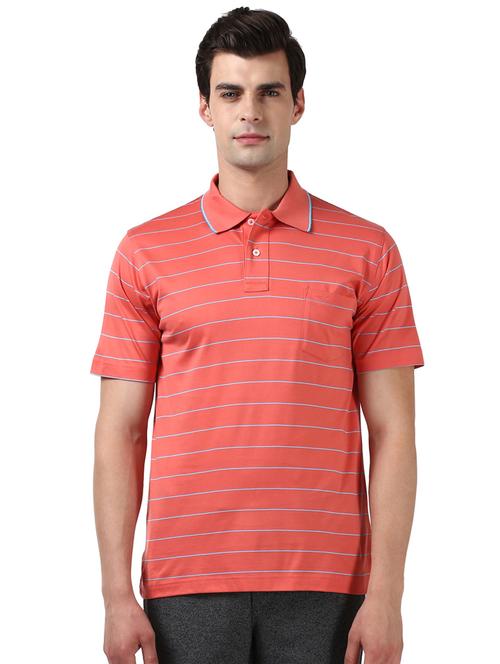 orange striped polo t-shirt - 17670180 - Standard Image - 0