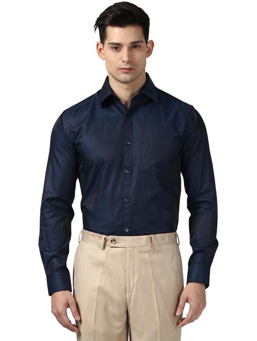 navy blue printed formal shirt - 17671159 -  Standard Image - 0