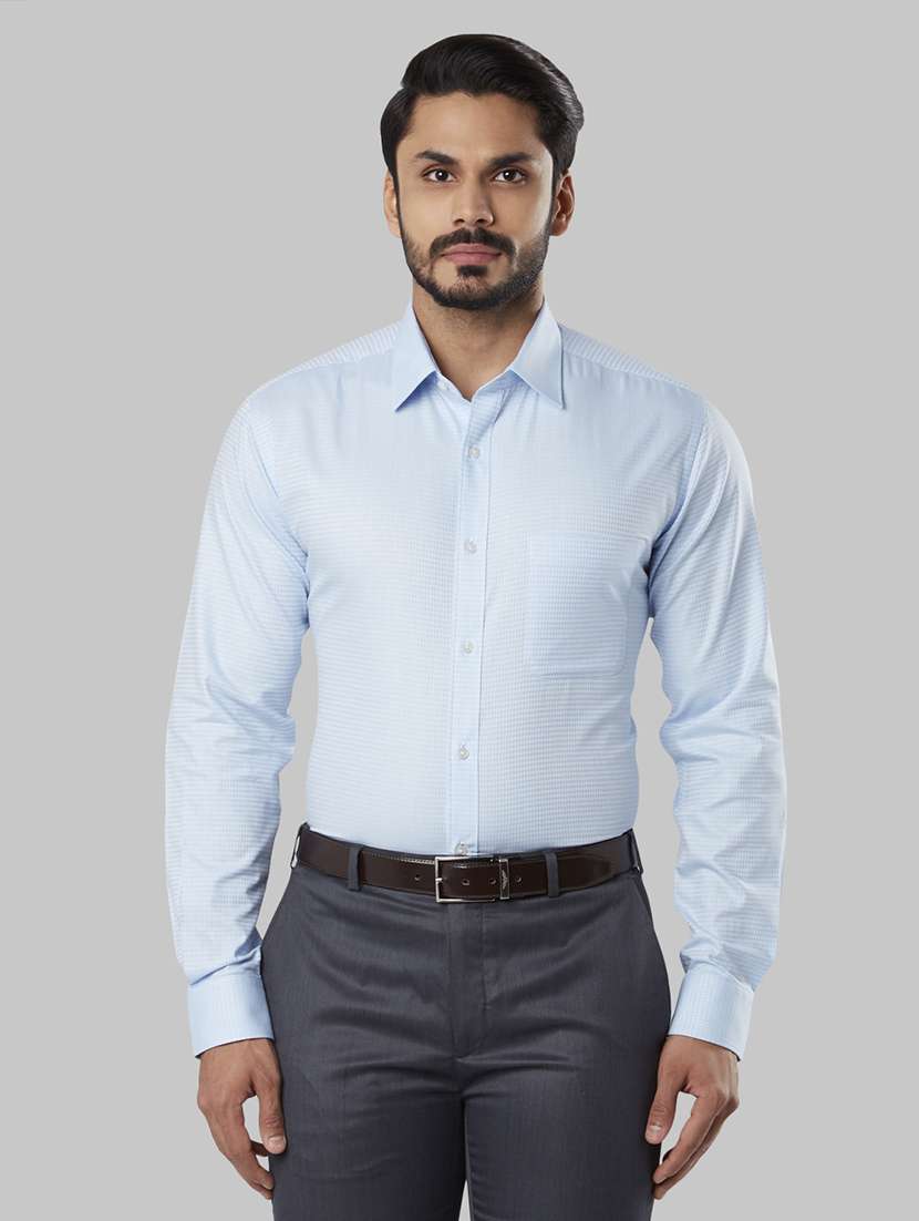 light blue self design formal shirt - 17671228 - Zoom Image - 0