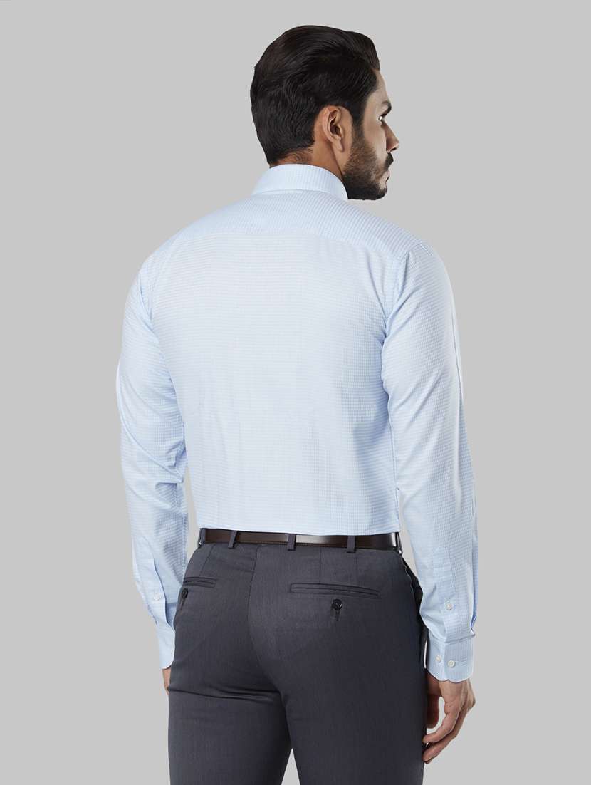 light blue self design formal shirt - 17671228 - Standard Image - 3
