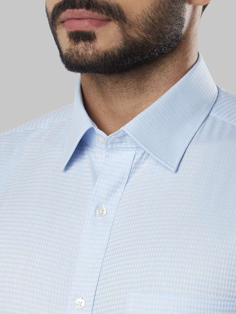 light blue self design formal shirt - 17671228 - Standard Image - 5
