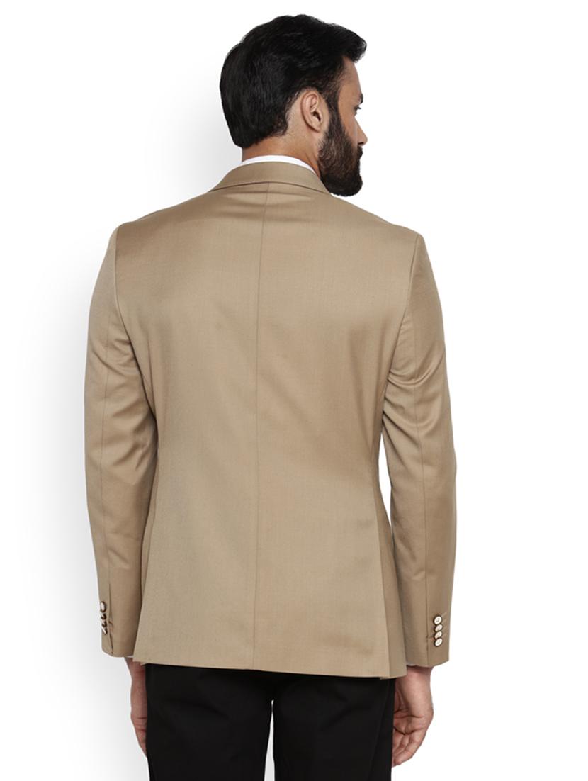 beige solid single breasted formal blazer - 17671339 - Standard Image - 3