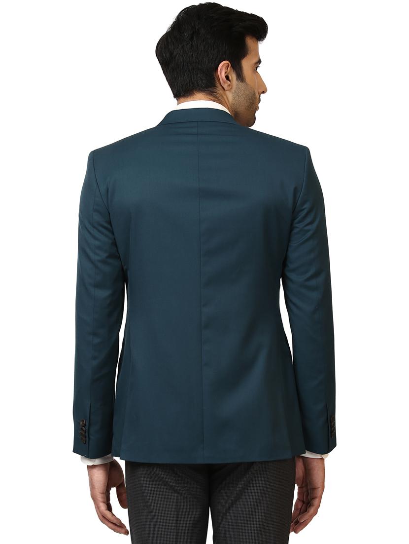 green solid single breasted formal blazer - 17671347 - Standard Image - 3