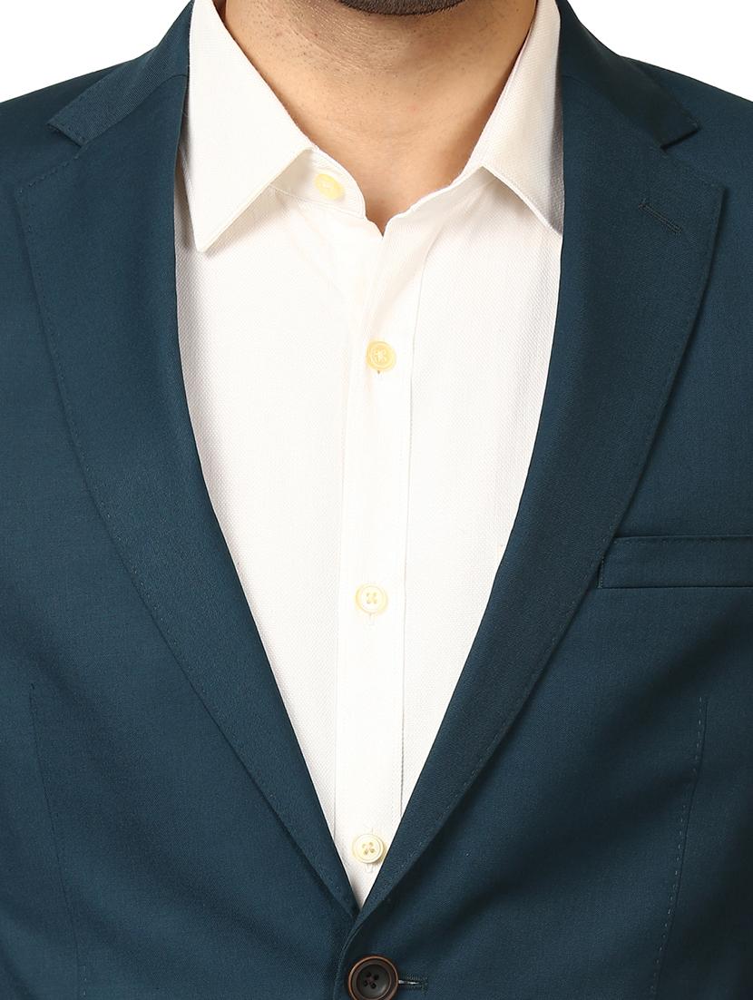 green solid single breasted formal blazer - 17671347 - Standard Image - 5