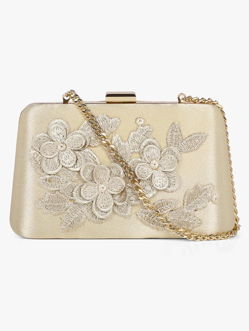 gold silk box clutch - 17677028 - Zoom Image - 0