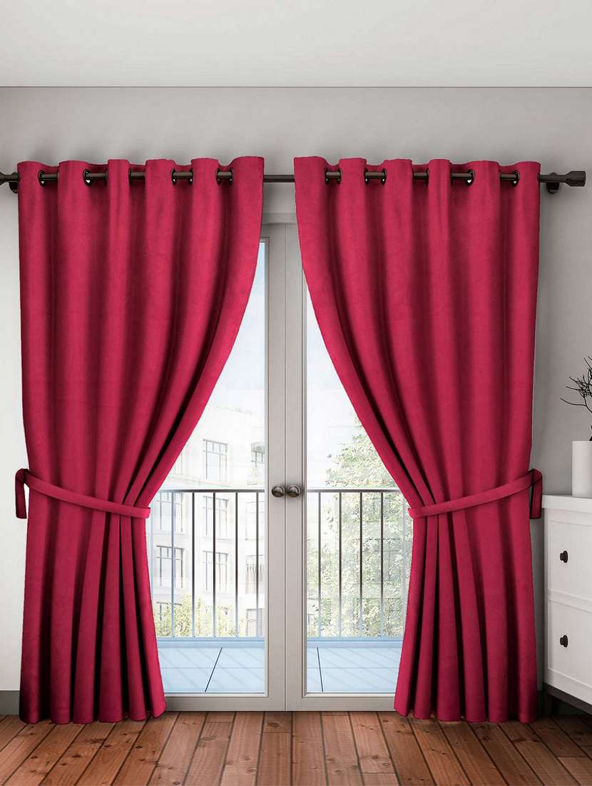 bianca minimal-satin blackout curtain [blocks 99% sunlight & reduces noise] -1pc 9 feet (blackout) abstract-maroon