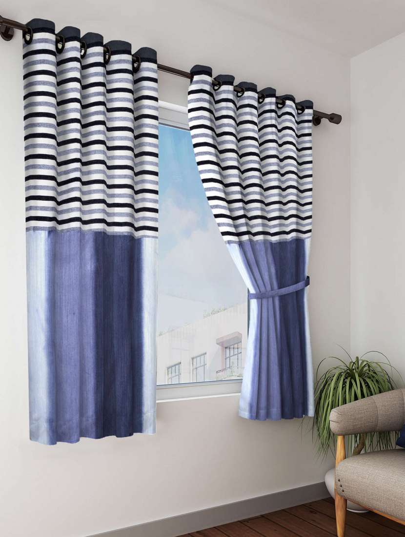 bianca breezy textured fabric curtain & top design [eyelet pattern] -1pc 5 feet (pure living retreat) abstract-black