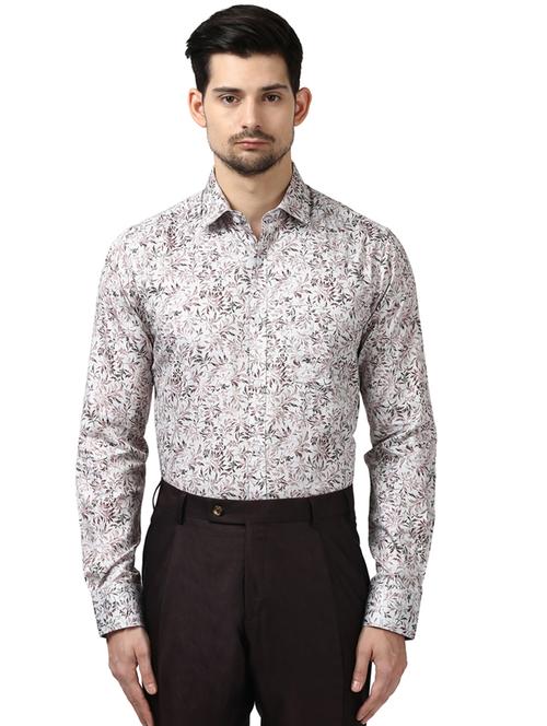 off white printed formal shirt - 17679103 - Standard Image - 0