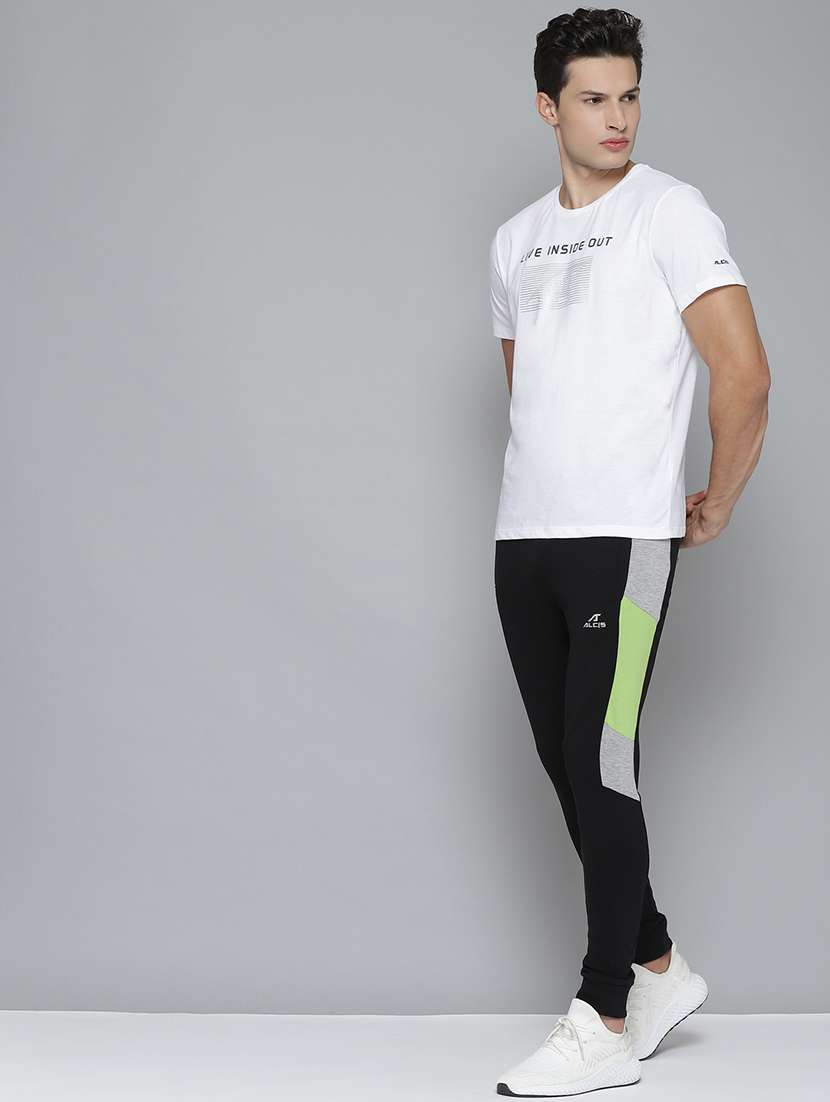 black color block ankle length track pant - 17679604 -  Standard Image - 3