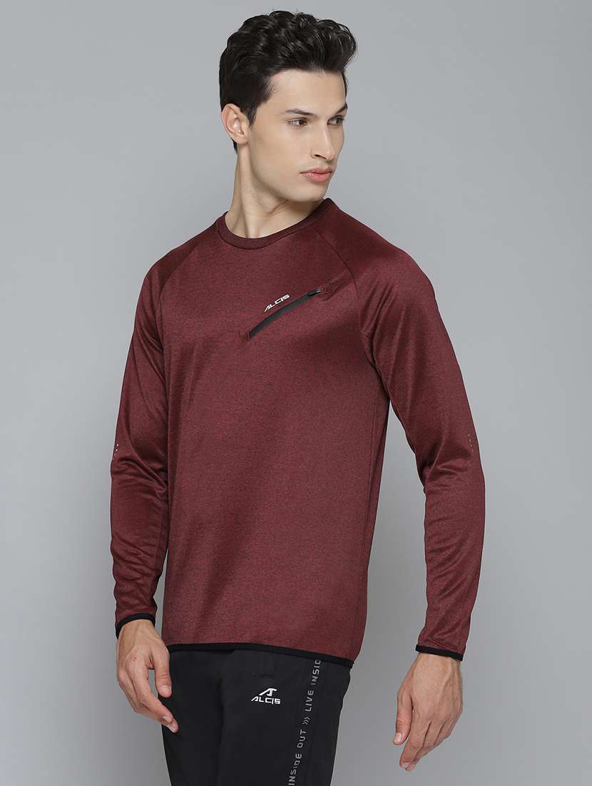 maroon solid sports sweatshirt - 17679768 -  Zoom Image - 0