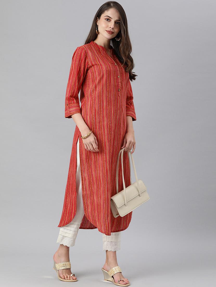 striped straight kurta - 17679994 - Standard Image - 3