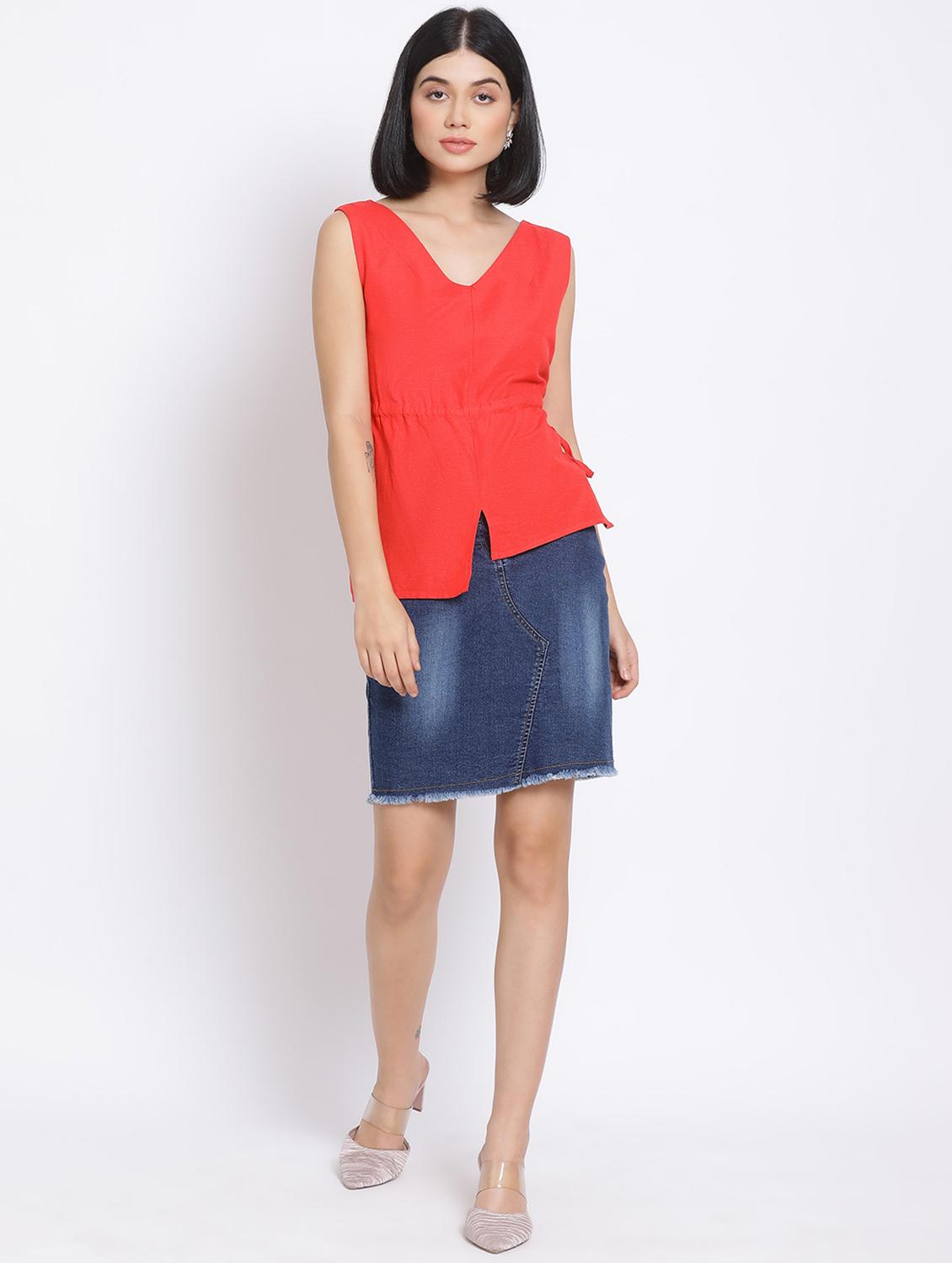 women's crop v neck top - 17680091 - Standard Image - 3