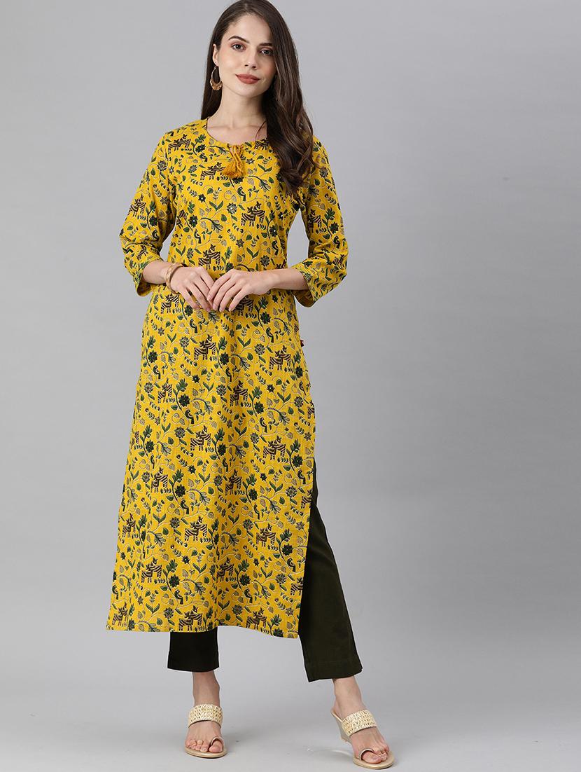 green cotton blend kurta pant set - 17680298 - Zoom Image - 0