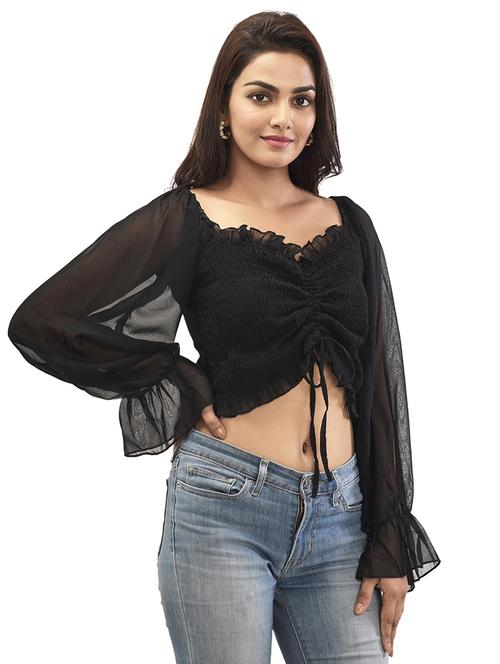 ruched detail crop top  - 17680439 -  Standard Image - 0