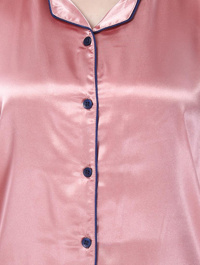 pink solid pyjama set nightwear set - 17683609 - Standard Image - 3