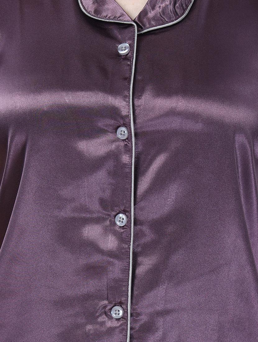purple solid pyjama set nightwear set - 17683611 - Standard Image - 3
