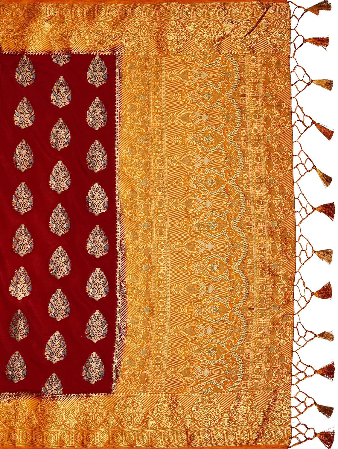 ethnic motifs kanjivaram saree with blouse - 17684563 - Standard Image - 3