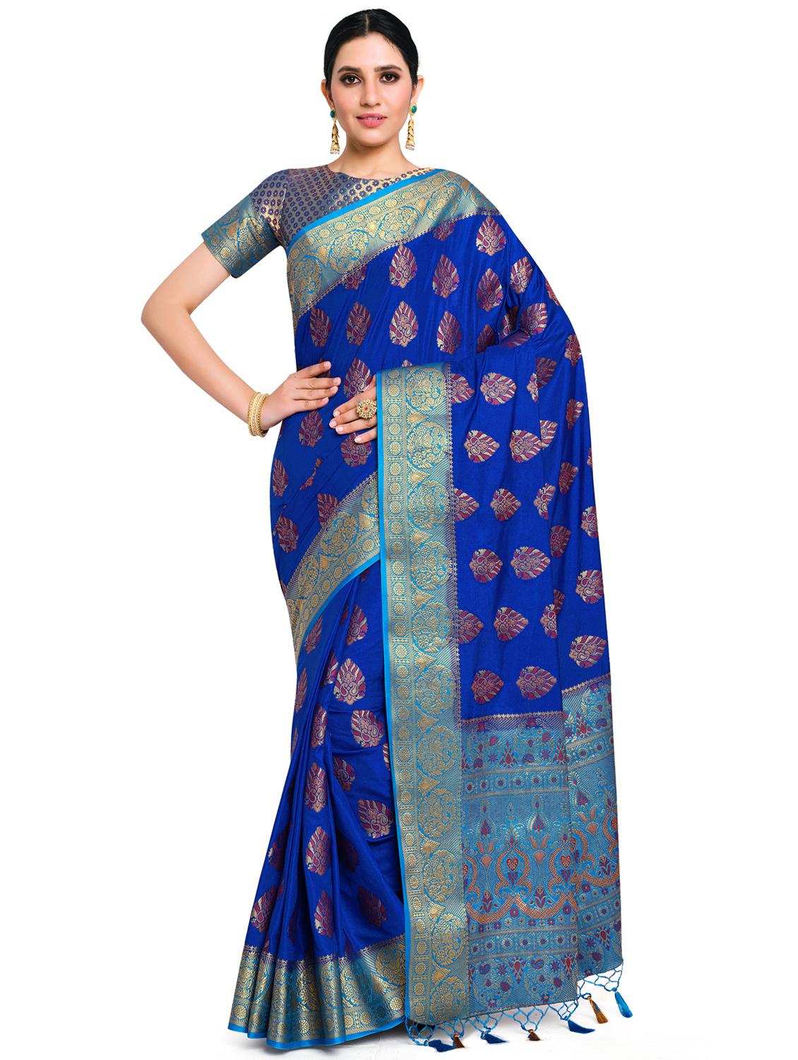 ethnic motifs kanjivaram saree with blouse - 17684564 -  Zoom Image - 0