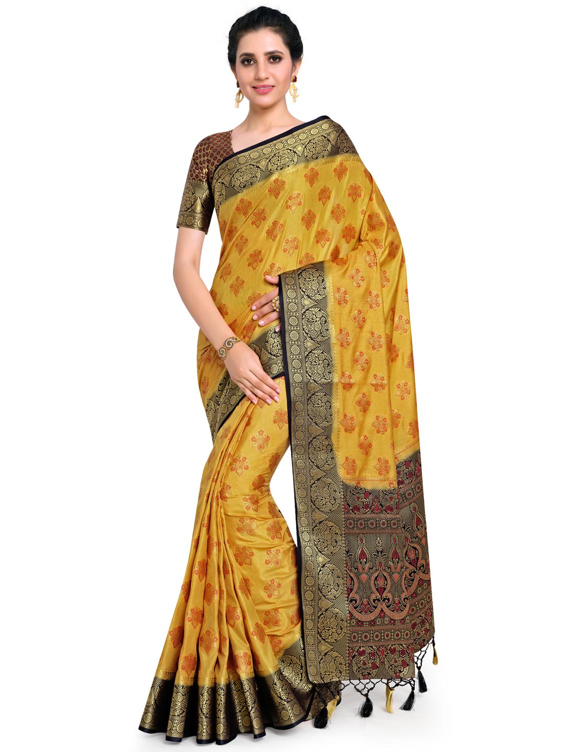 ethnic motifs kanjivaram saree with blouse - 17684567 - Zoom Image - 0