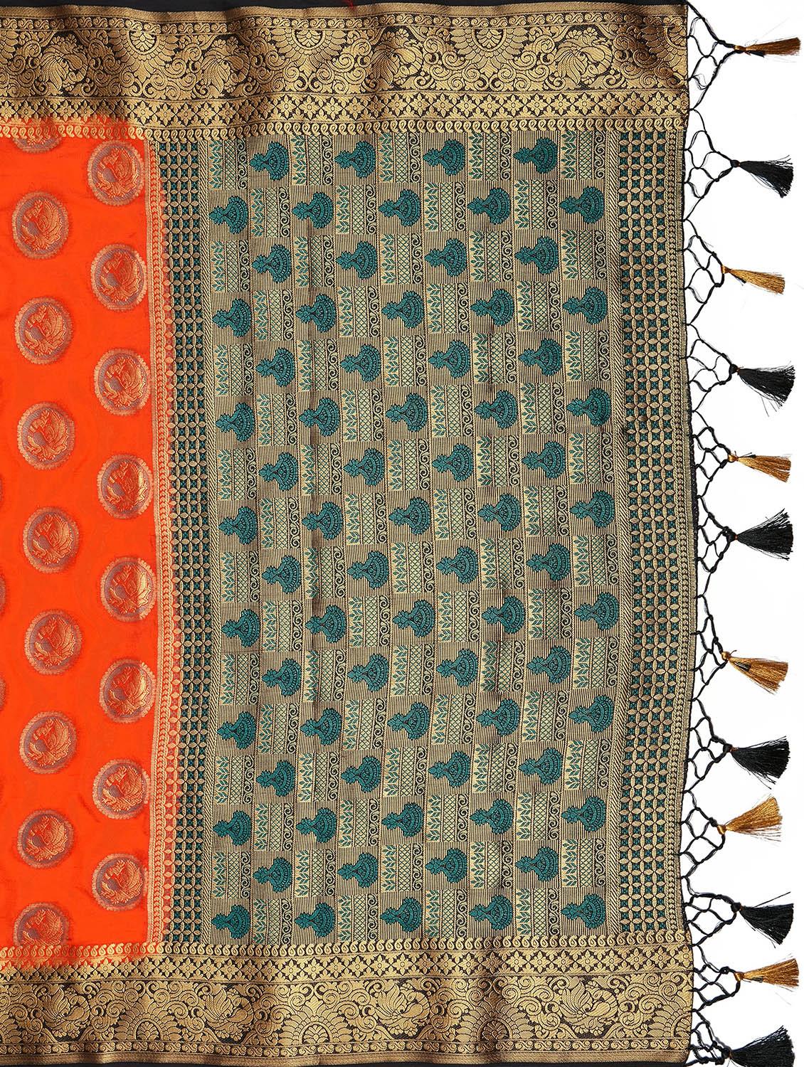ethnic motifs kanjivaram saree with blouse - 17684571 - Standard Image - 3
