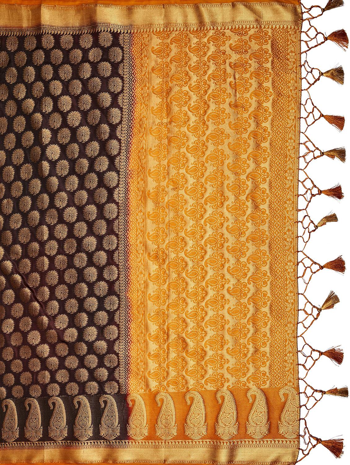 ethnic motifs kanjivaram saree with blouse - 17684574 - Standard Image - 3