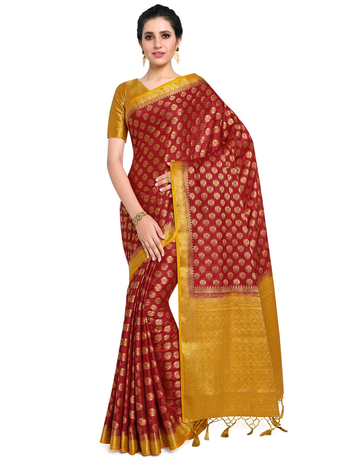 red crepe mysore silk saree - 17684584 -  Zoom Image - 0