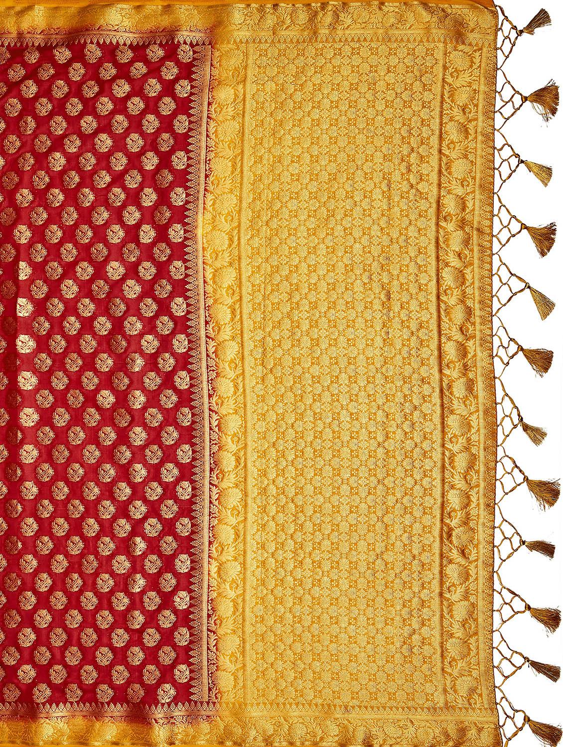 red crepe mysore silk saree - 17684584 - Standard Image - 3