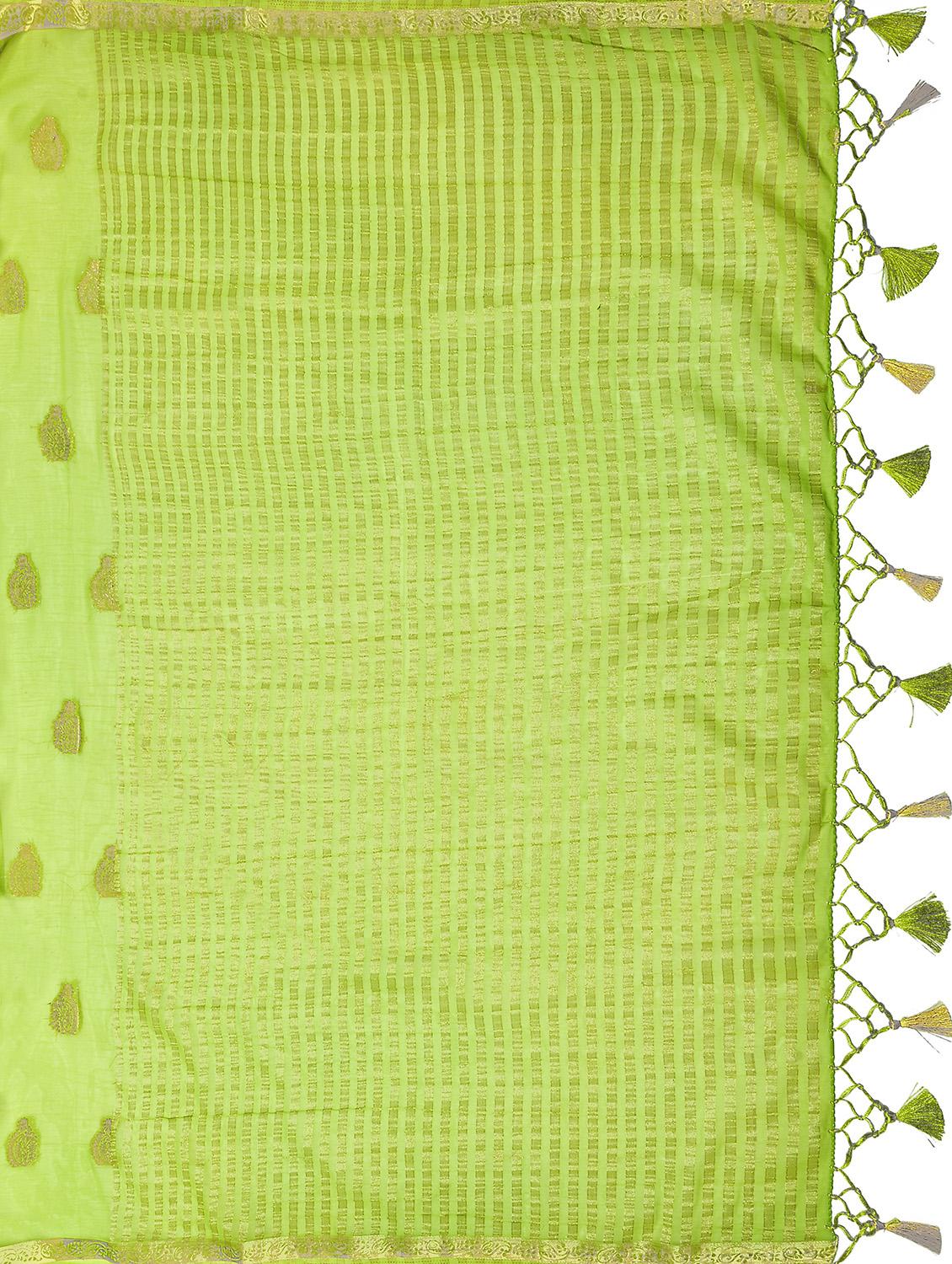 green chiffon banarasi saree with blouse - 17684589 - Standard Image - 3