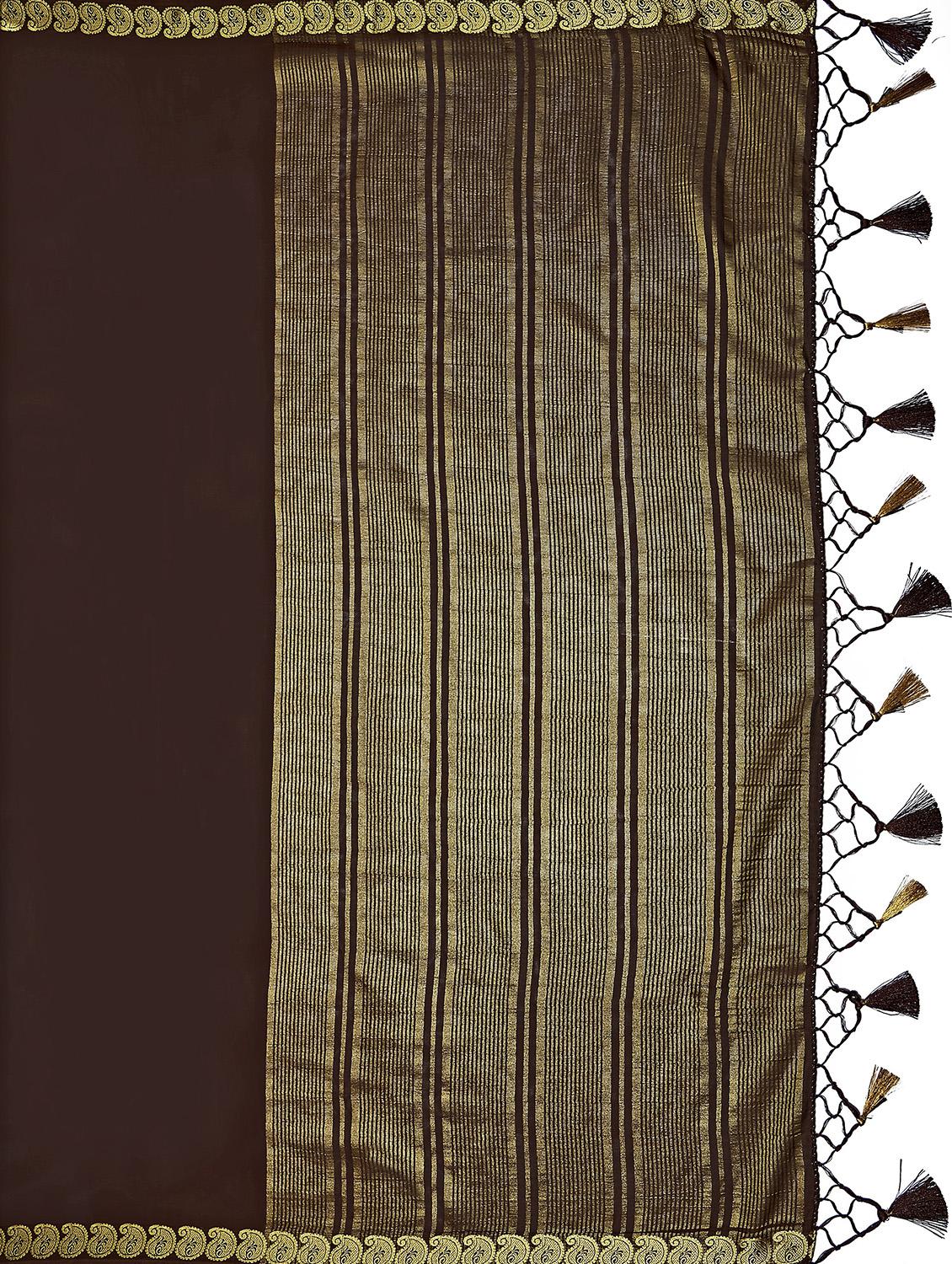 brown crepe mysore silk saree - 17684590 - Standard Image - 3
