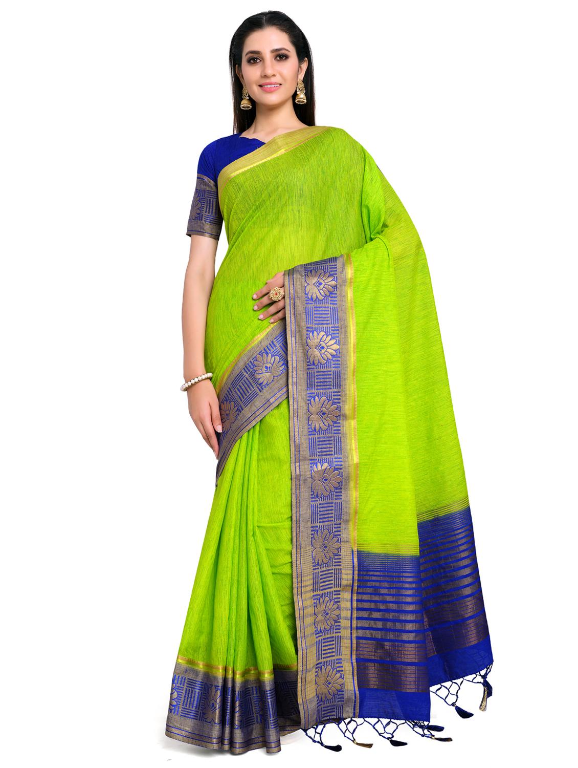 women's self design green colored saree with blouse - 17684593 -  Zoom Image - 0