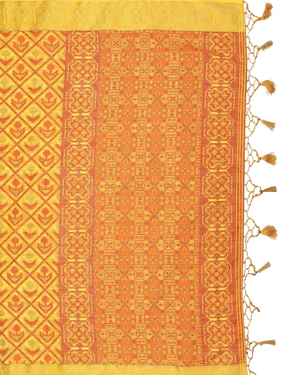 yellow art silk patola saree with blouse - 17684614 - Standard Image - 3