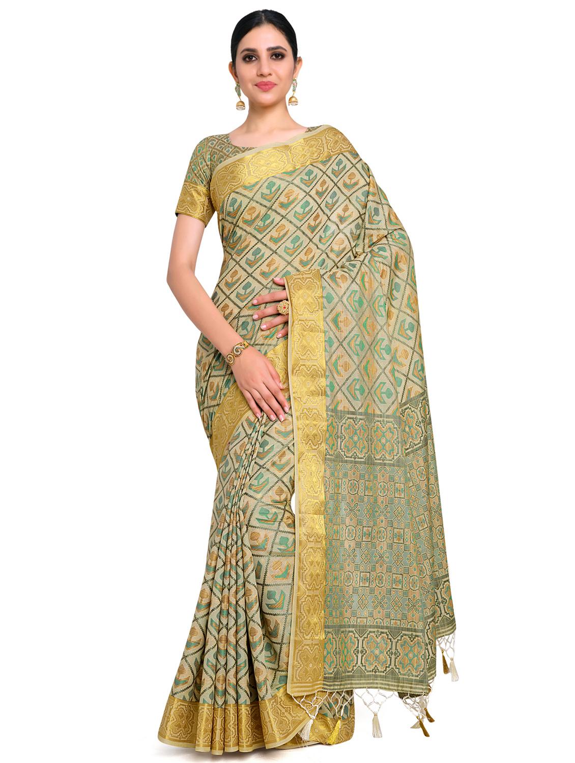 offwhite art silk patola saree with blouse - 17684615 - Zoom Image - 0