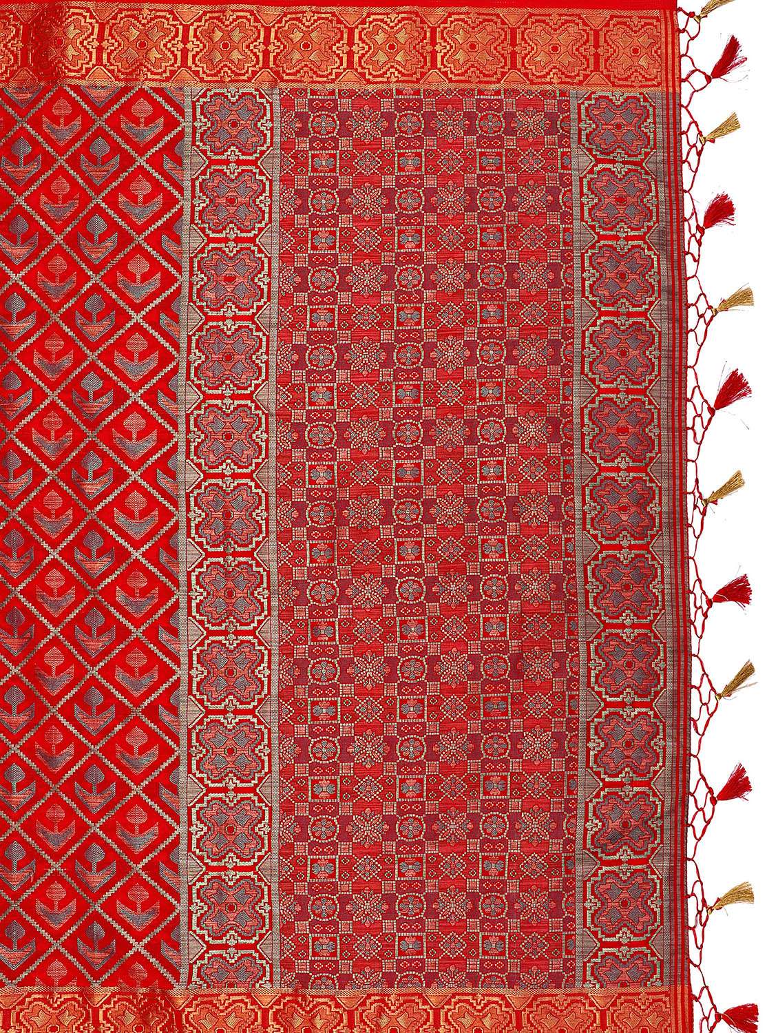 red art silk patola saree with blouse - 17684616 -  Standard Image - 3