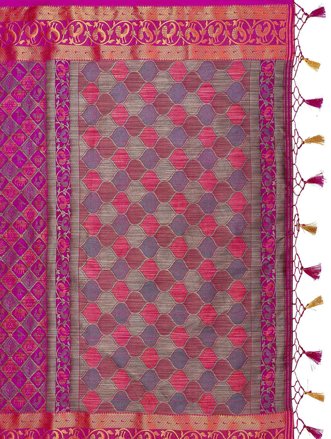 pink art silk patola saree with blouse - 17684618 - Standard Image - 3