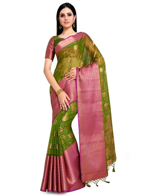 ethnic motifs banarasi saree with blouse - 17684623 - Standard Image - 0