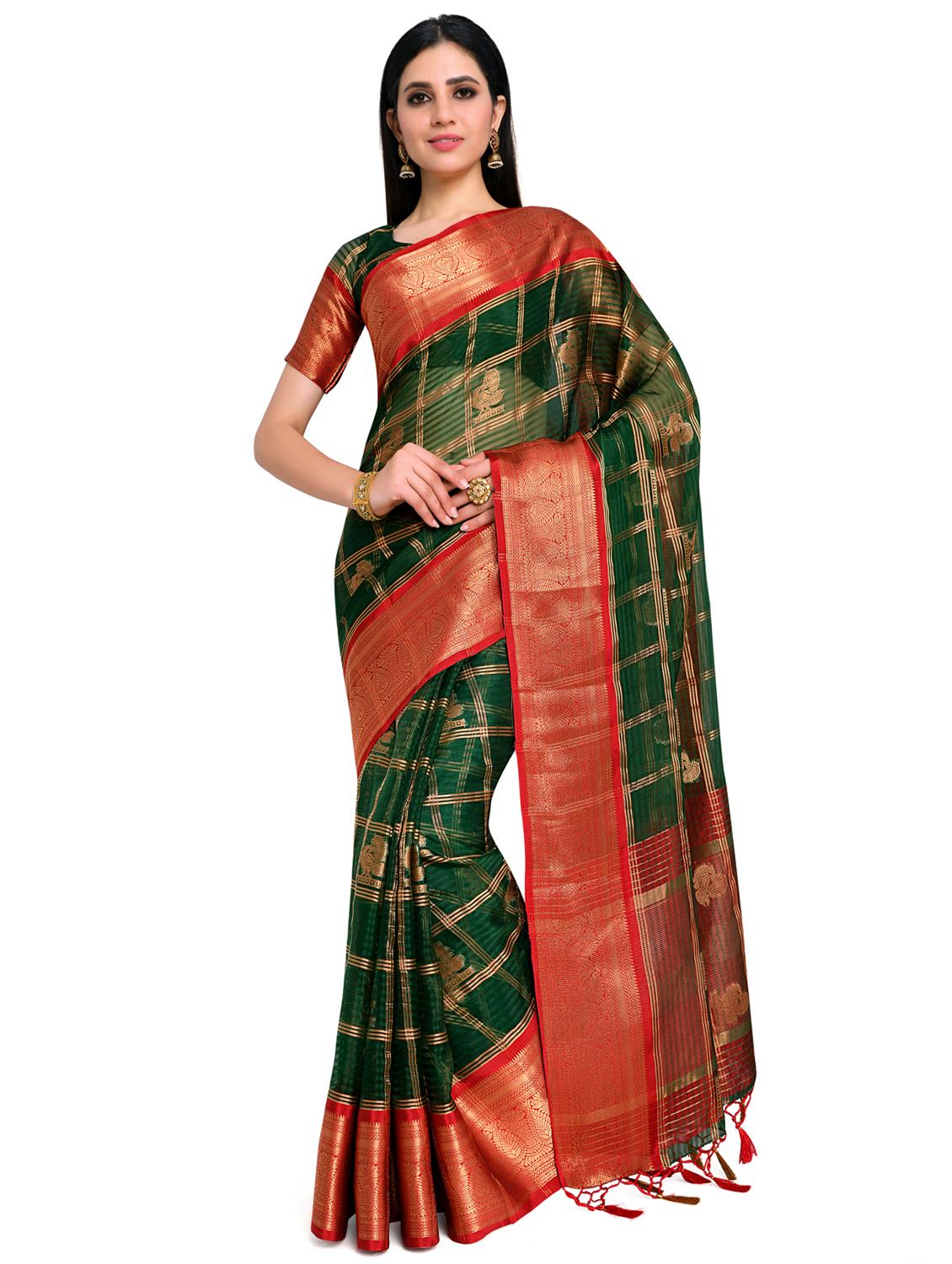 ethnic motifs banarasi saree with blouse - 17684626 - Zoom Image - 0