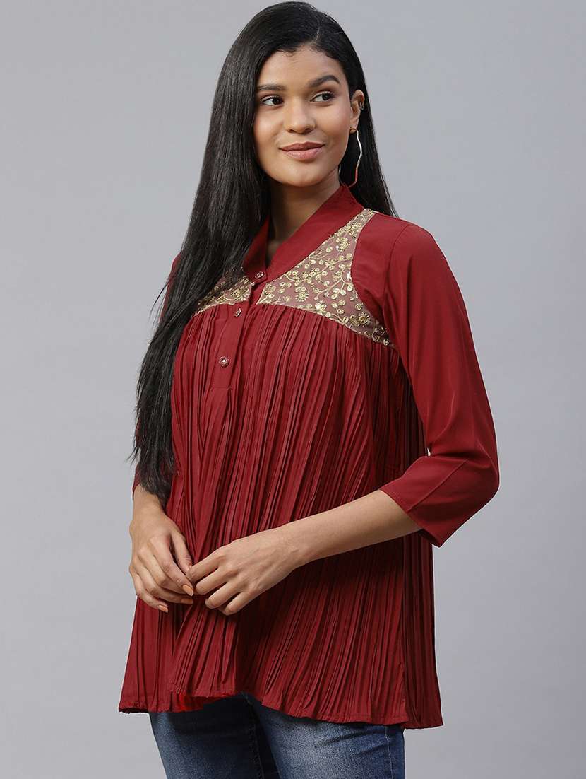 embellished panel peasant top 