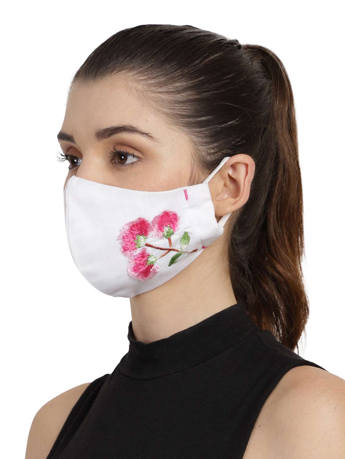 white cotton decorative women mask - 17686862 -  Standard Image - 3