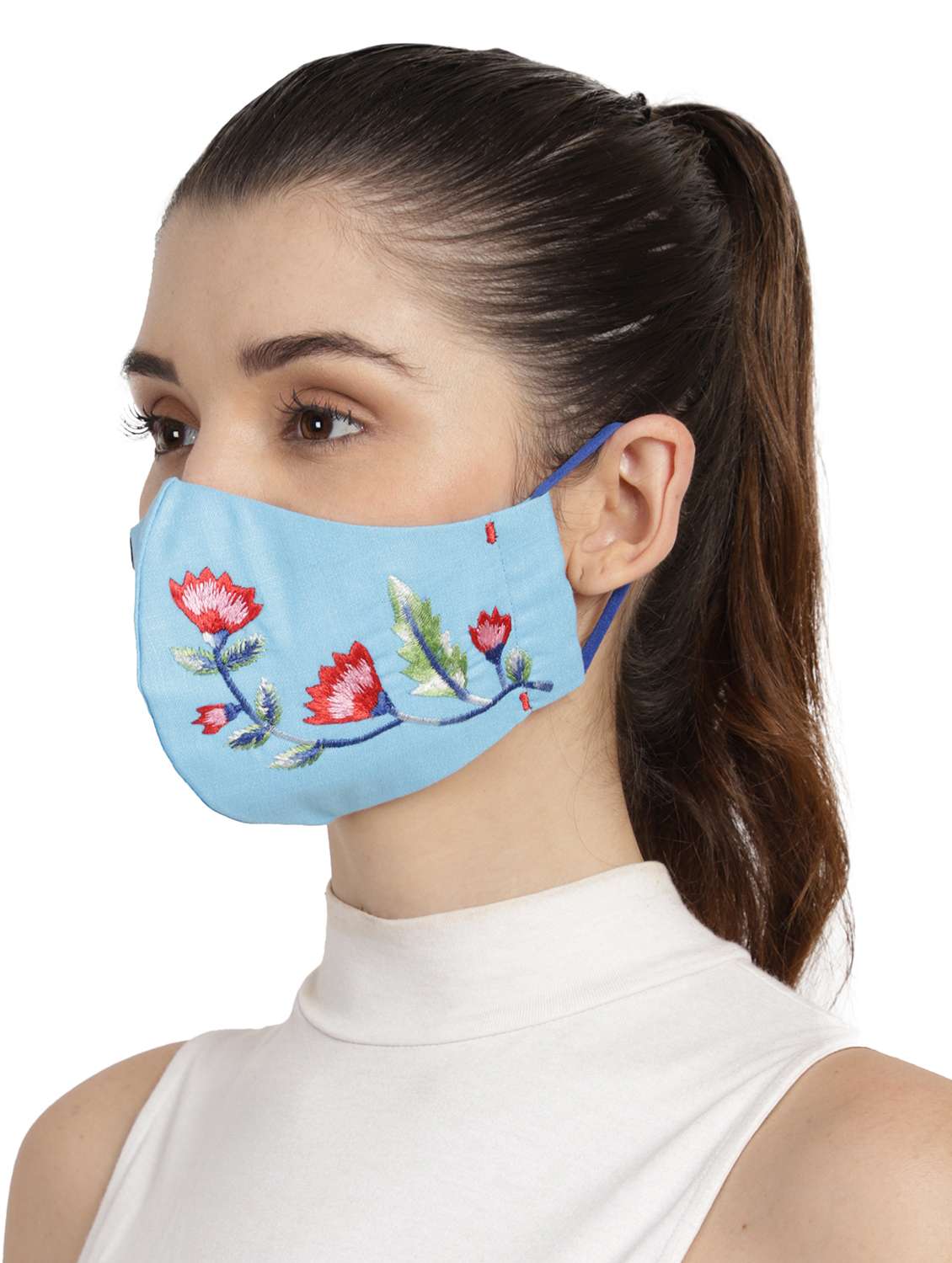 blue cotton decorative women mask - 17686865 -  Standard Image - 3