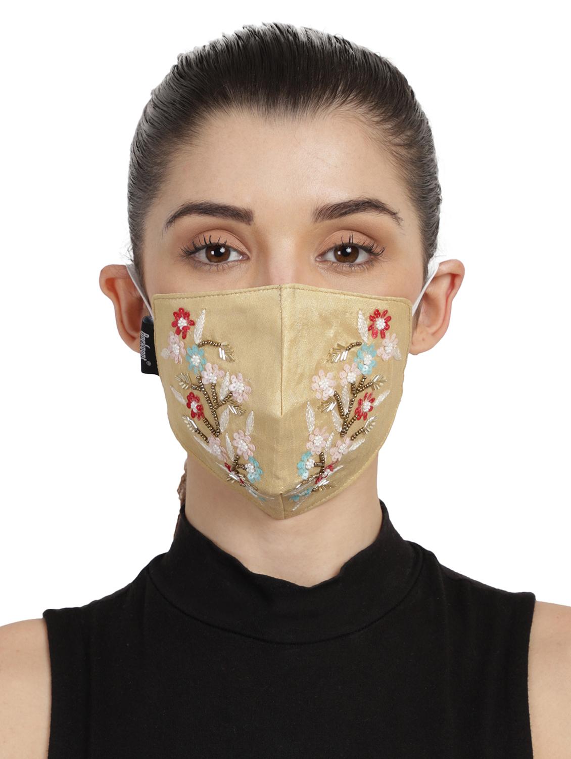 gold cotton decorative women mask - 17686871 -  Zoom Image - 0