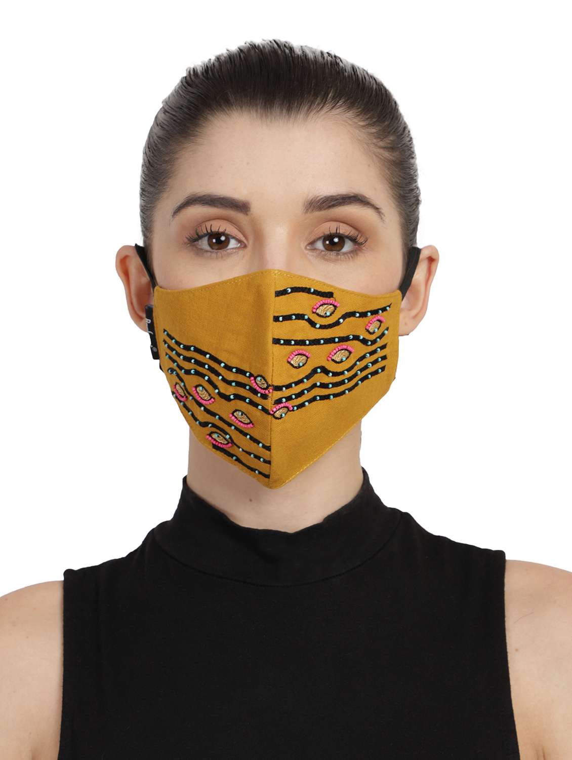 yellow cotton decorative women mask - 17686881 - Zoom Image - 0