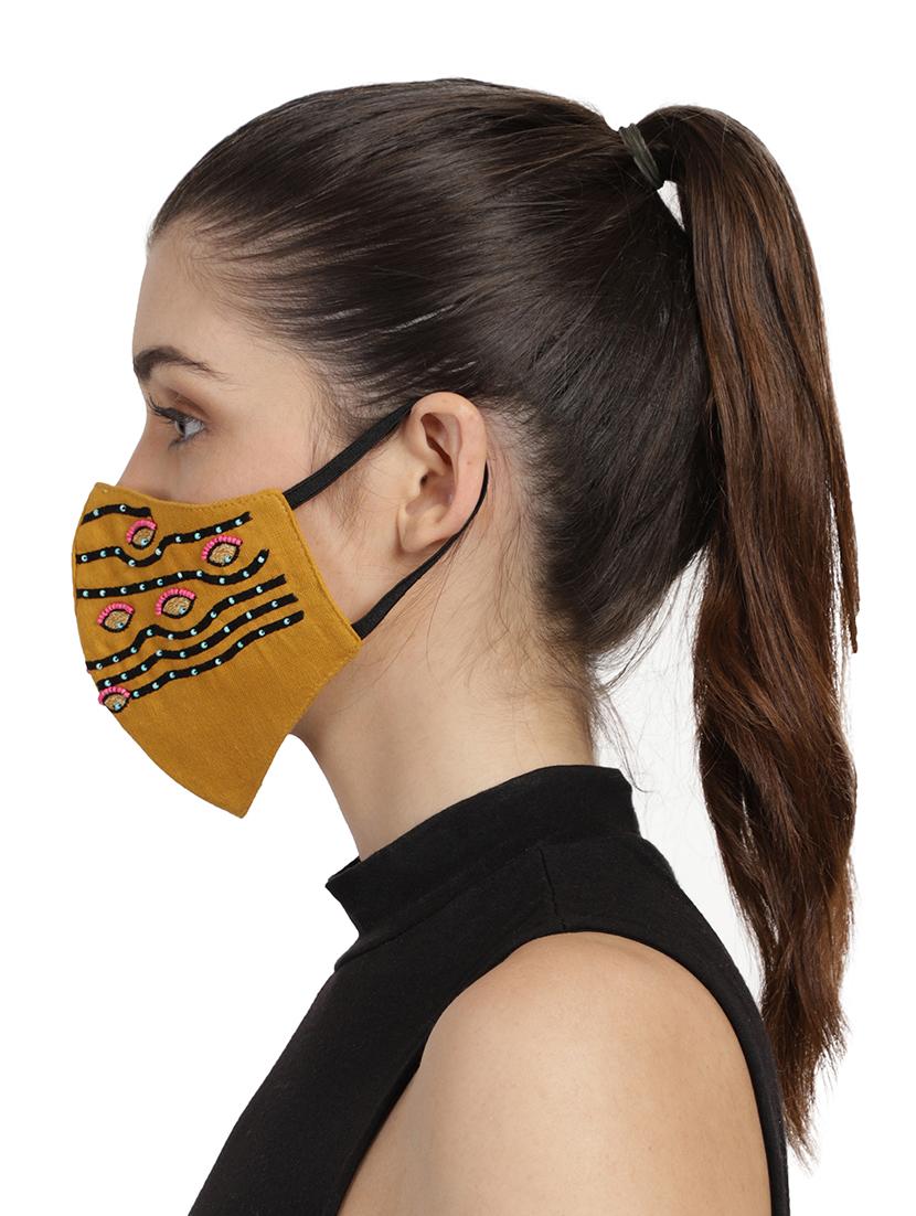 yellow cotton decorative women mask - 17686881 - Standard Image - 3