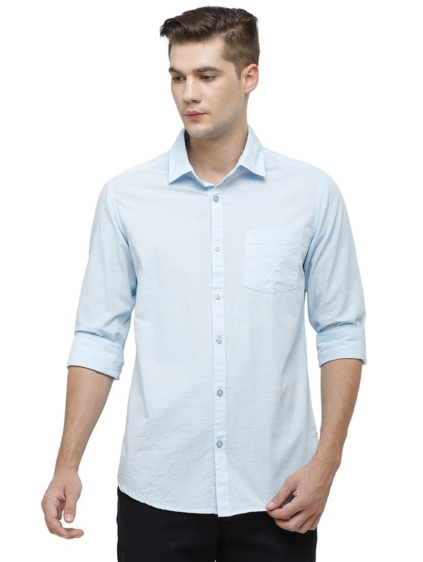 light blue solid casual shirt - 17686907 -  Zoom Image - 0