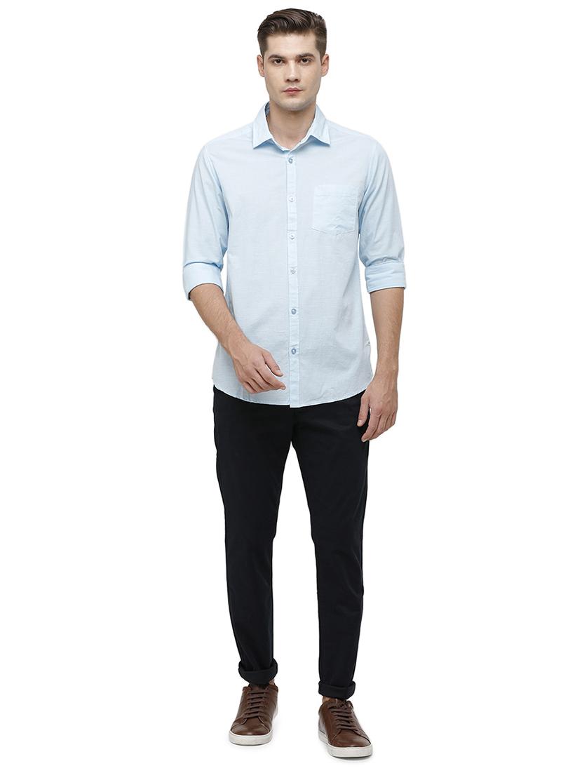 light blue solid casual shirt - 17686907 - Standard Image - 3