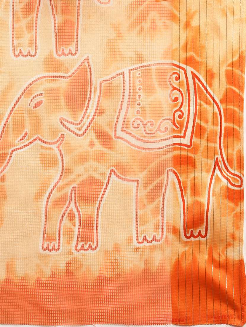 orange khadi kota doria saree with blouse - 17687292 -  Standard Image - 3