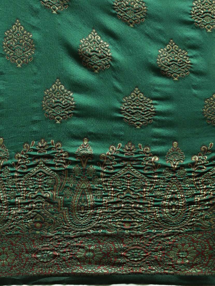 women's self design dark green colored saree with blouse - 17687305 -  Standard Image - 3